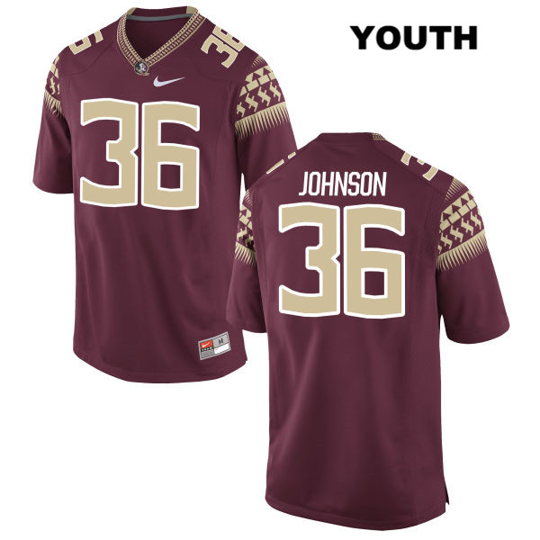 Youth NCAA Nike Florida State Seminoles #36 Eric Johnson College Red Stitched Authentic Football Jersey VQQ6569ZR
